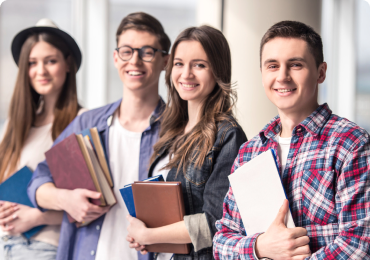 Students with books